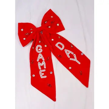 Game Day Embellished Bow RED