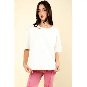 Round Neck Oversized Washed Casual Knit Top