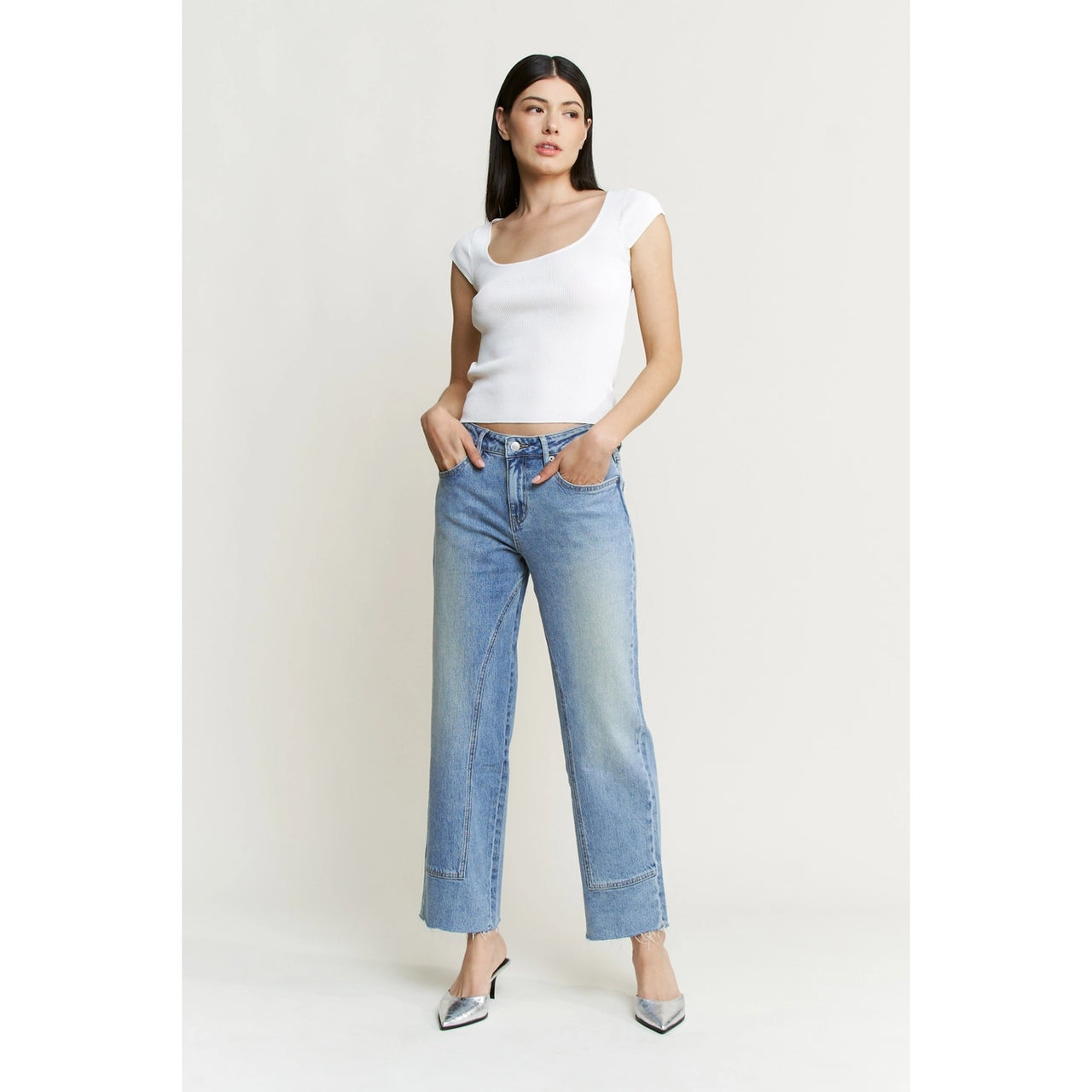 Mid Rise Ankle Straight Leg