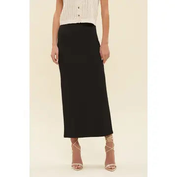 High Waist Side Slit Midi Pencil Skirt