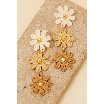 Colorful Braided Flower Chain Dangle Earrings