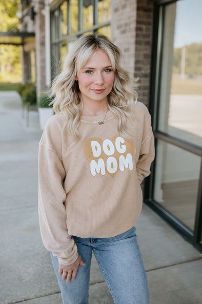 dog mom corded sweatshirt