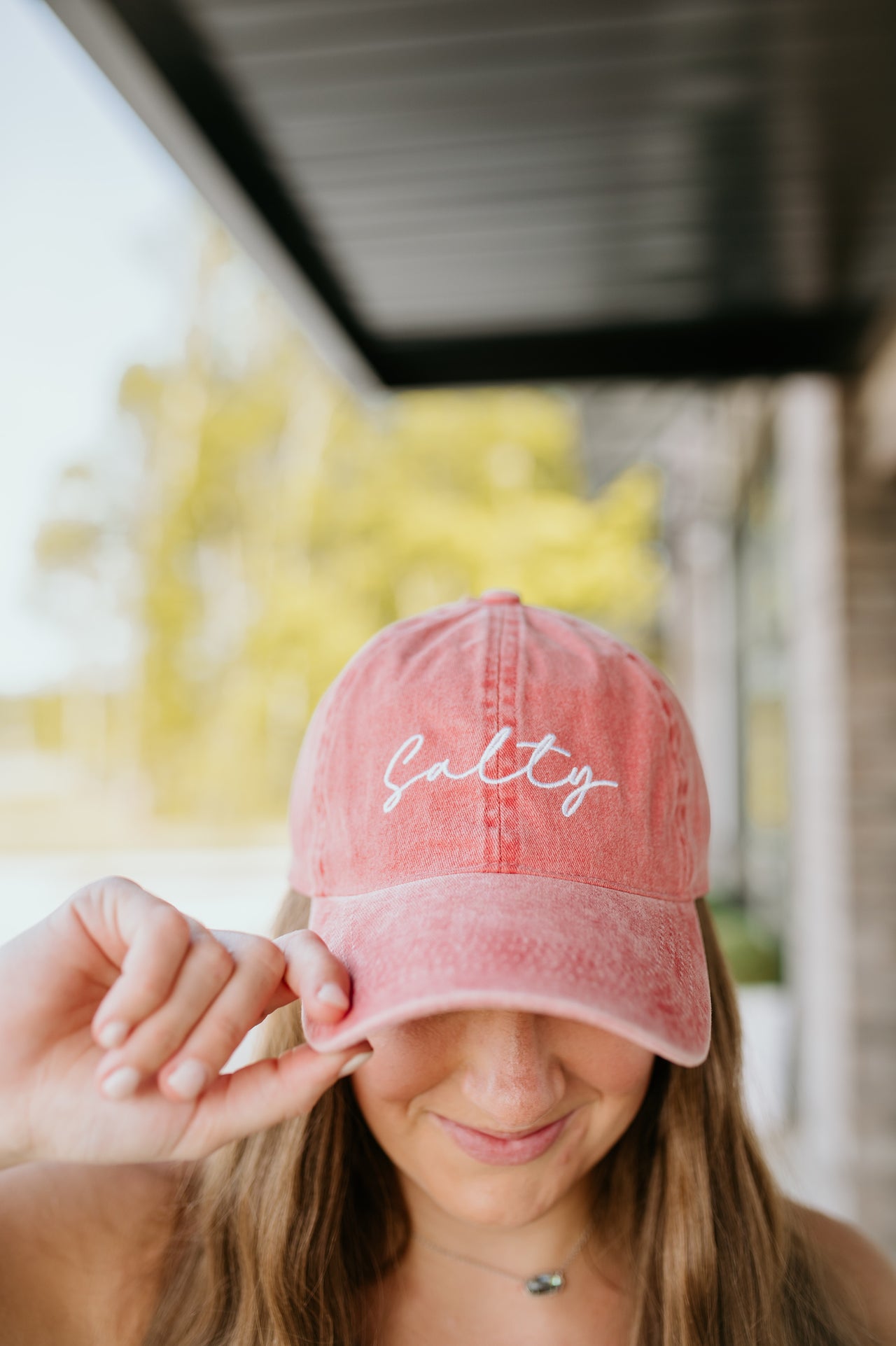 Salty Lettering Embroidery Baseball Cap BURNT ORANGE