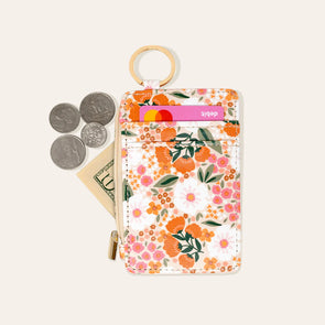 Sweet Meadow Keychain Card Wallet - Orange & Tan
