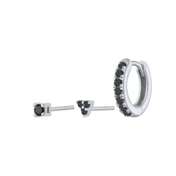 boca stud set black/silver