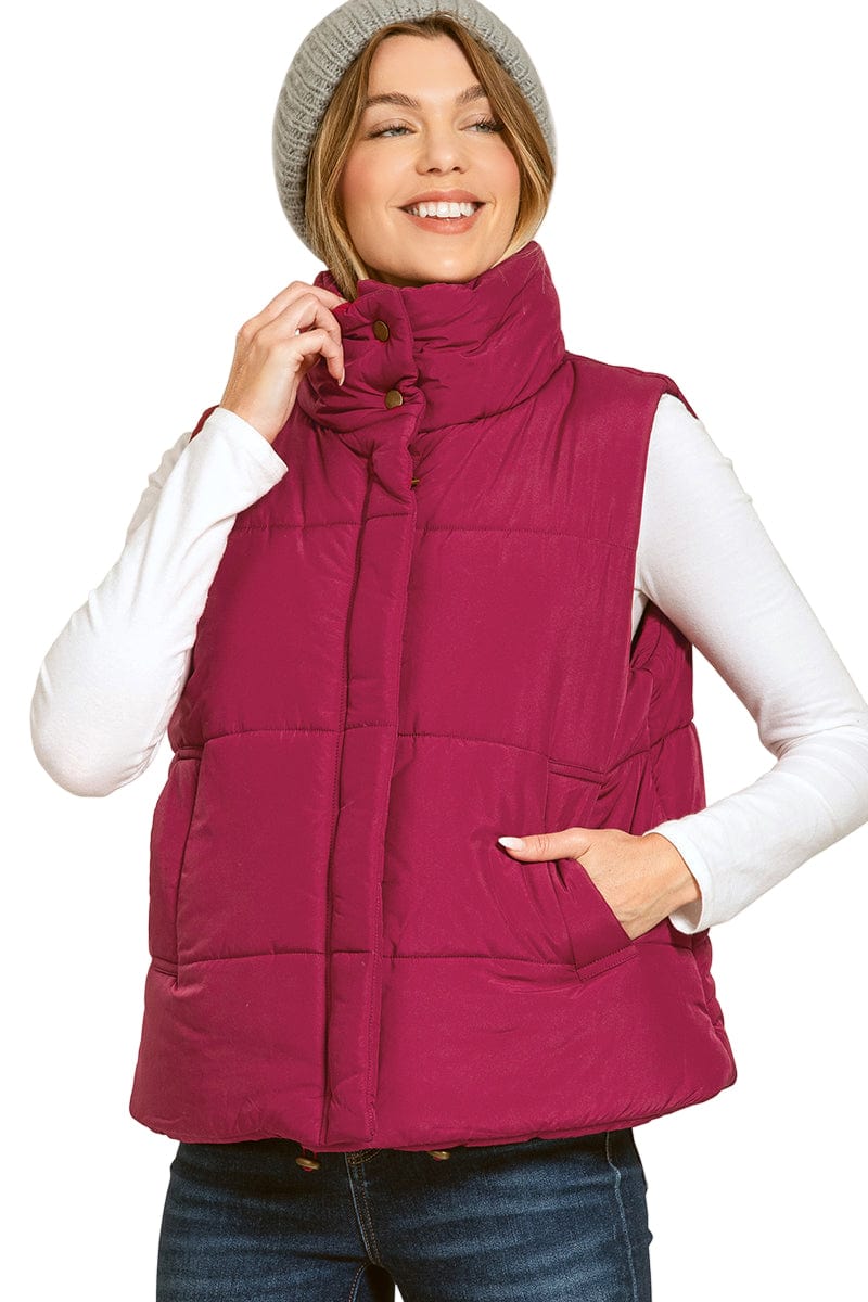 High Neck Puffer Vest CABERNET
