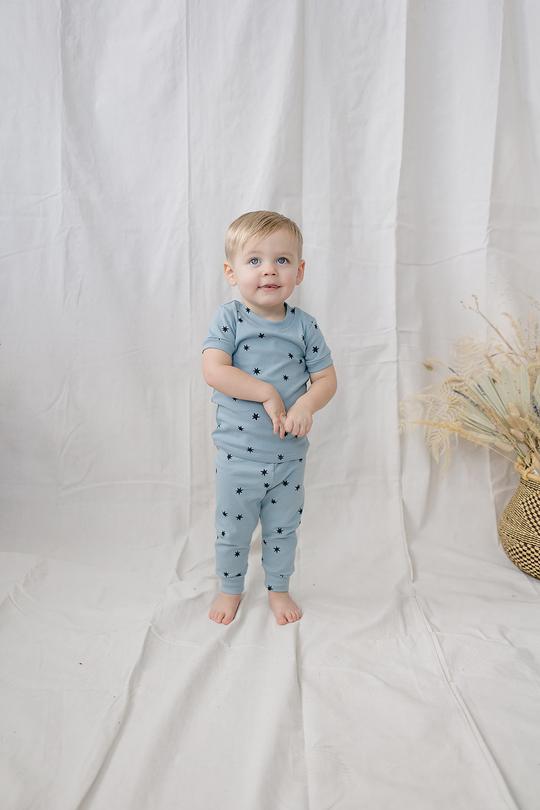 stars cotton short sleeve two piece cozy set
