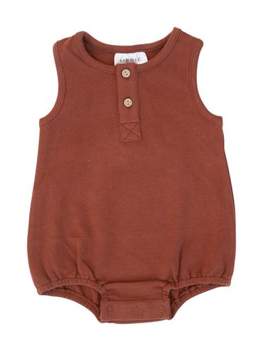 brick button bubble romper