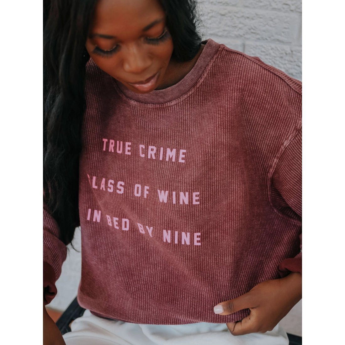 true crime corded sweatshirt