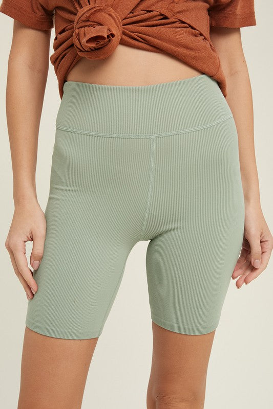 ribbed biker shorts d sage