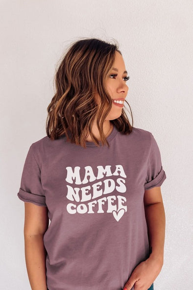 Mama needs coffee heart tee