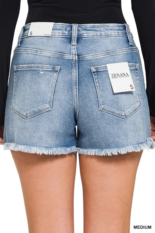 frayed hem denim shorts