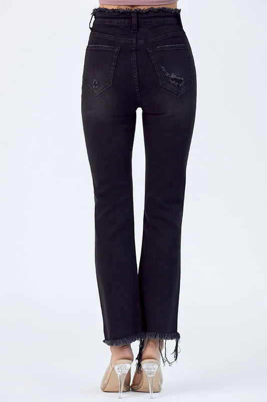 risen black high rise straight jean