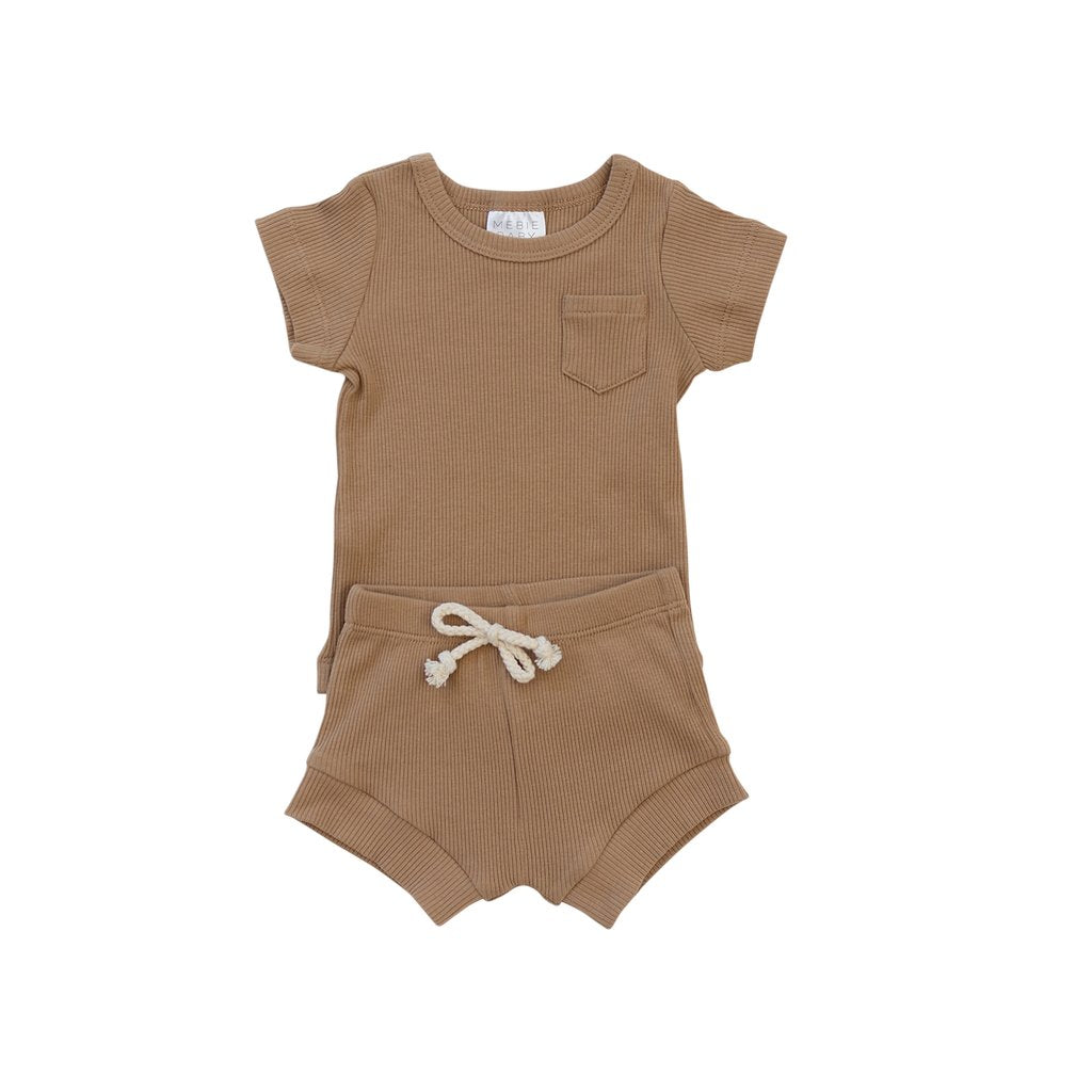 cafe organic cotton ribbed short set