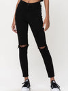 high rise distress ankle skinny