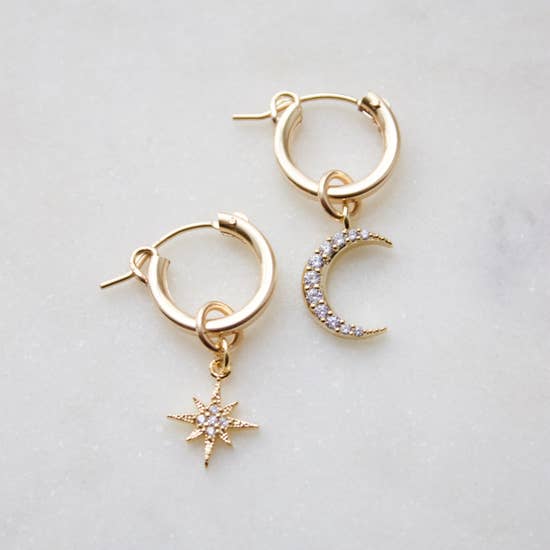 gold star moon hoops- hs collection