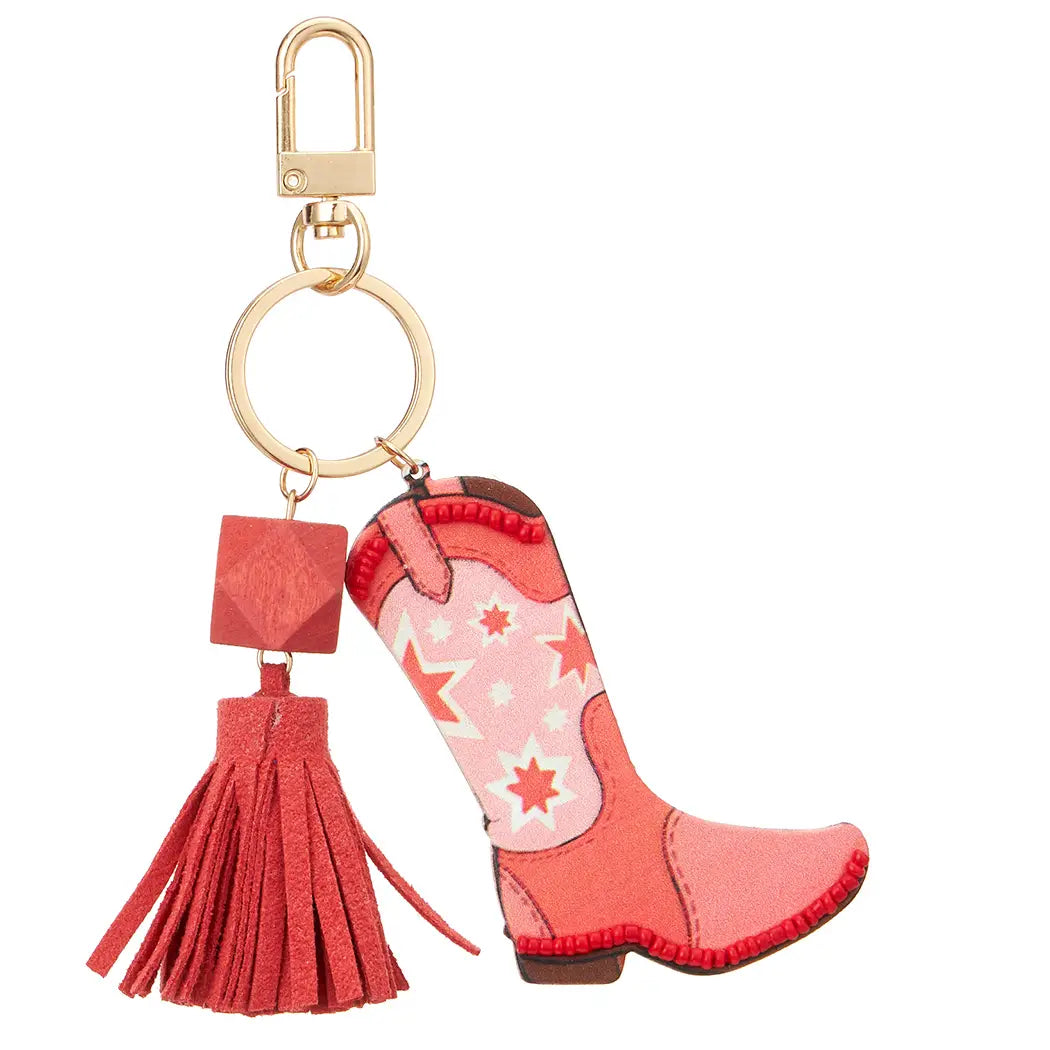 Cowboy Cowgirl Boot Keychain w/ Tassel PK