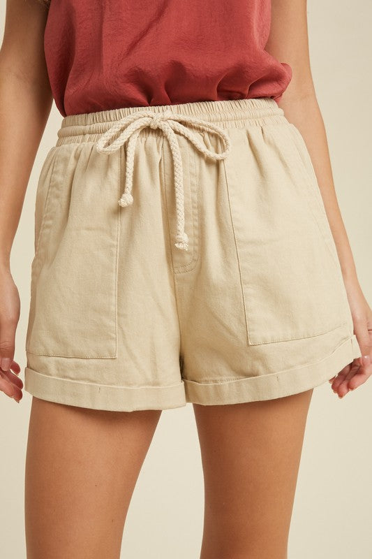 twill shorts cream