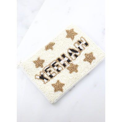 Yeehaw Beaded Pouch WHITE