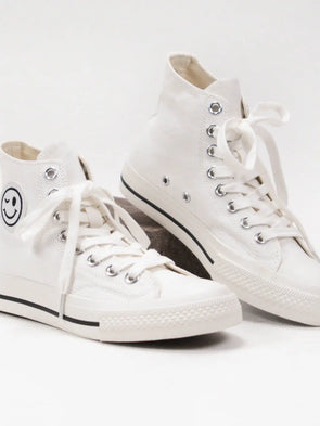 Smiley patch high top sneakers