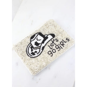 Lets Go Girls Beaded Pouch SILVER