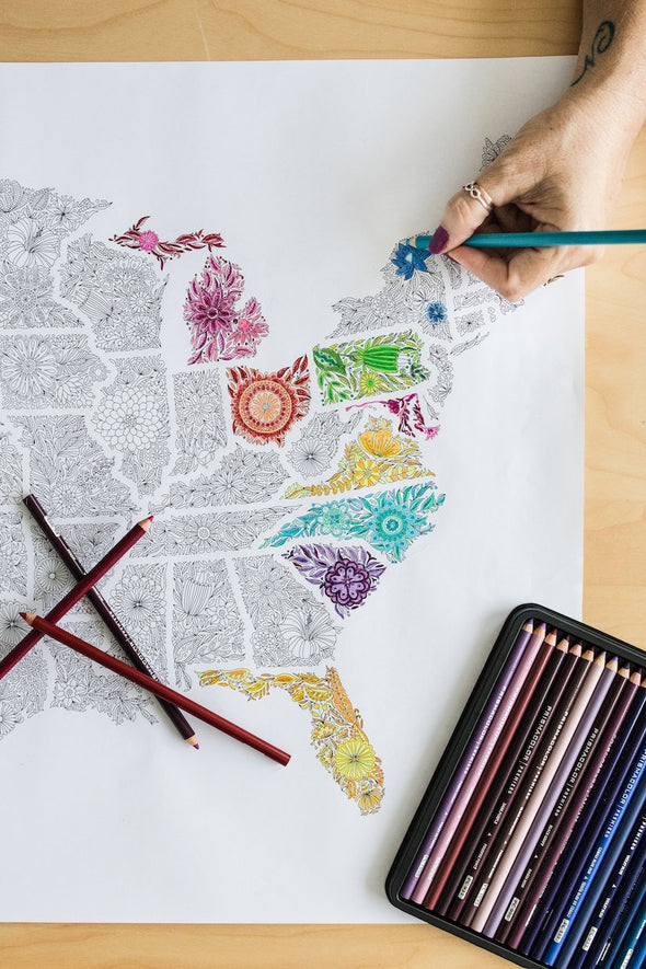 Flowers US coloring map