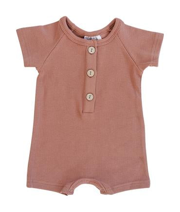 apricot summer cotton button romper