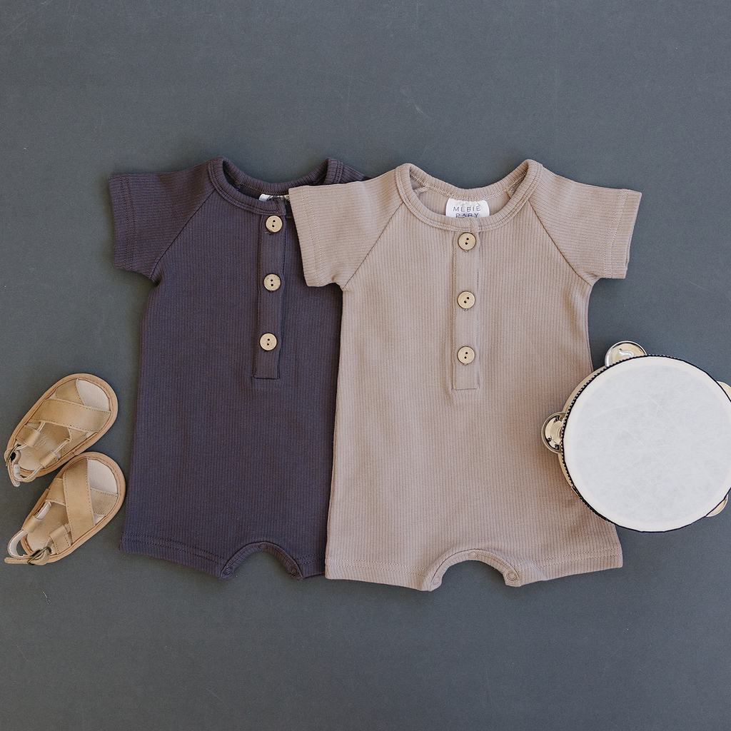 charcoal summer cotton button romper