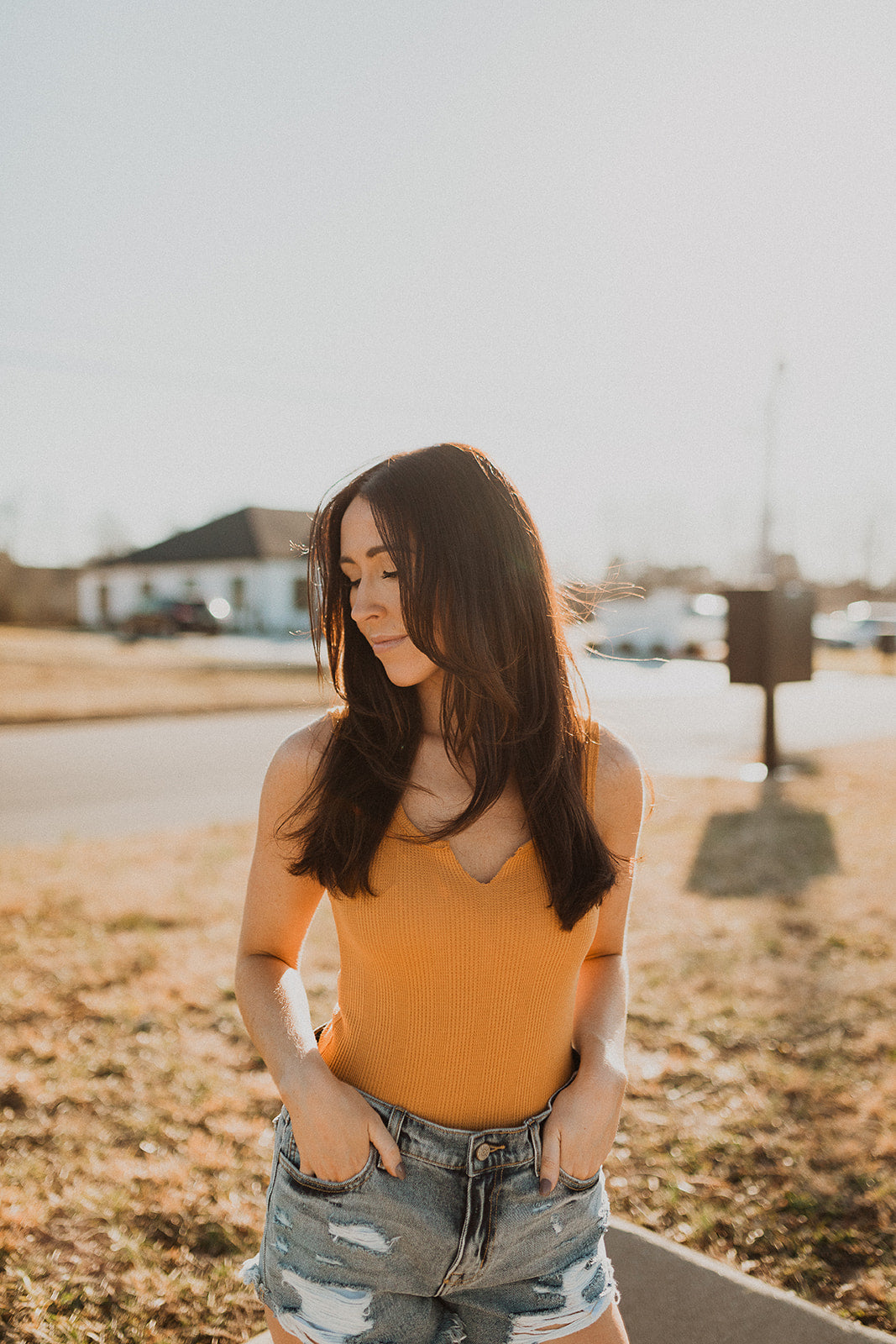 ribbed bodysuit mustard