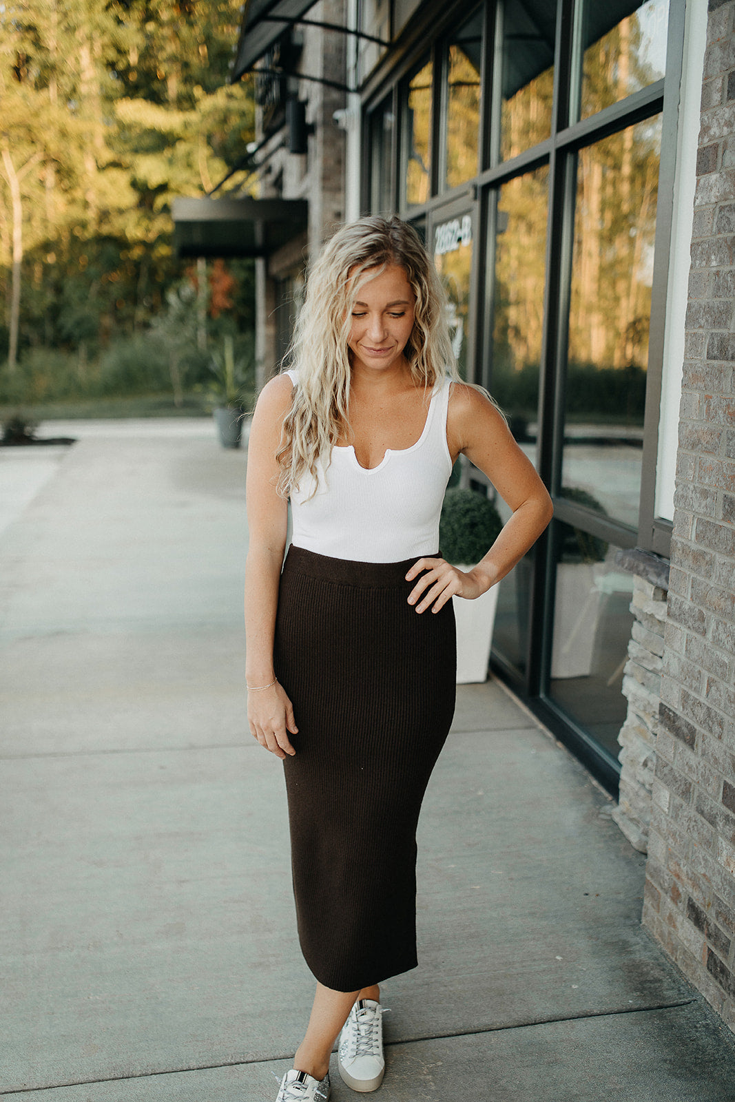 gina chocolate ribbed skirt