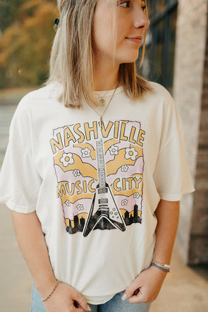 Nashville music city mineral wash tee