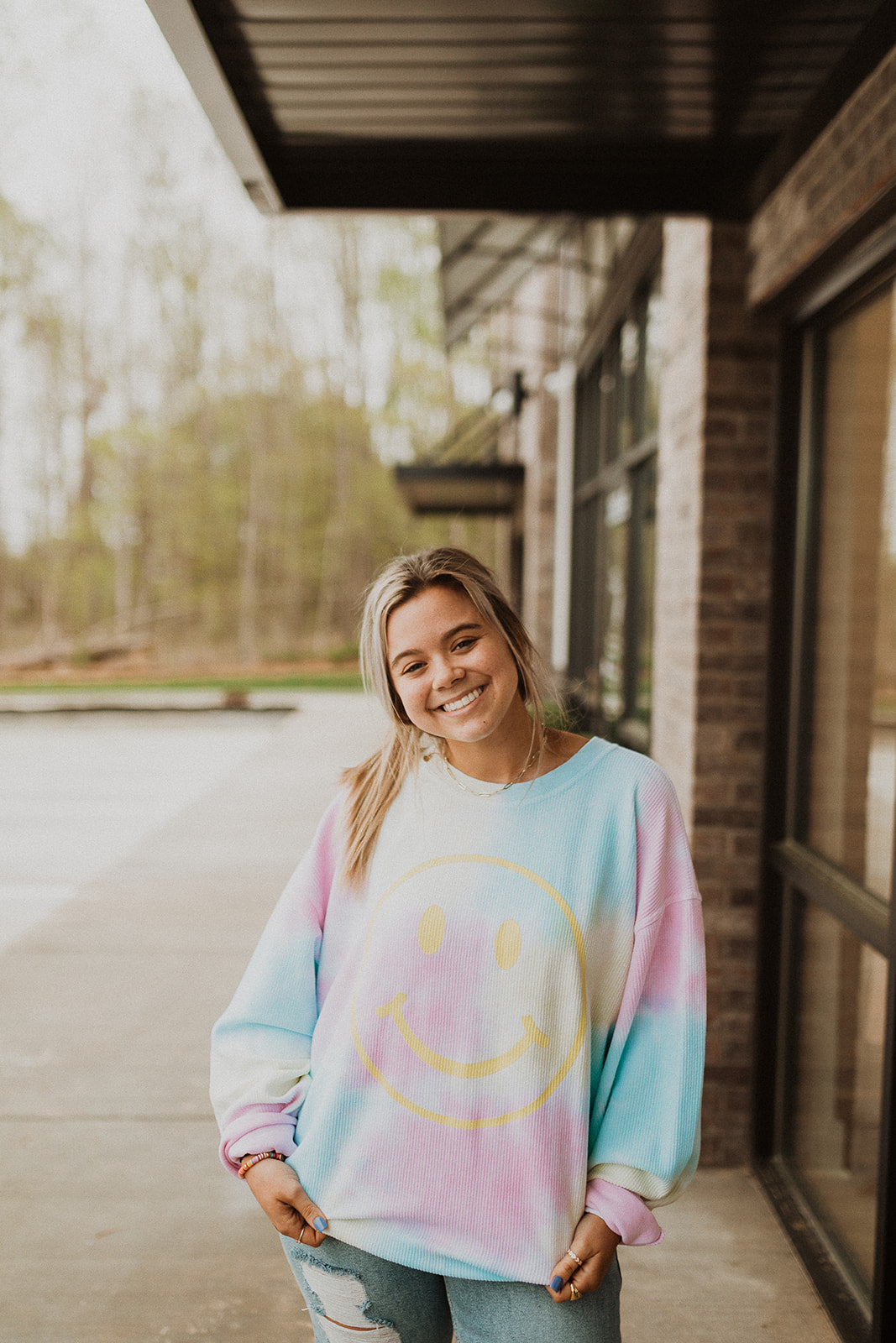 smiley corded sweatshirt