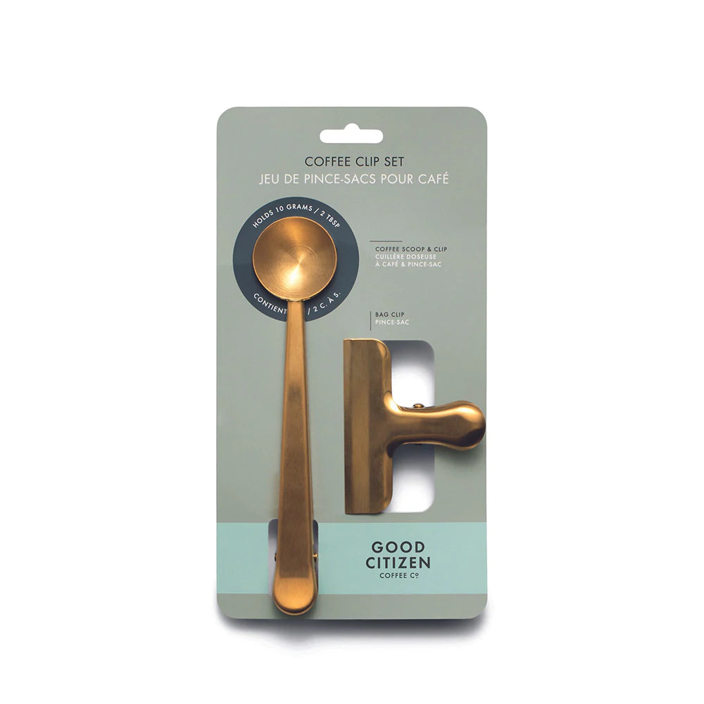COFFEE SCOOP + CLIP SET - BRASS