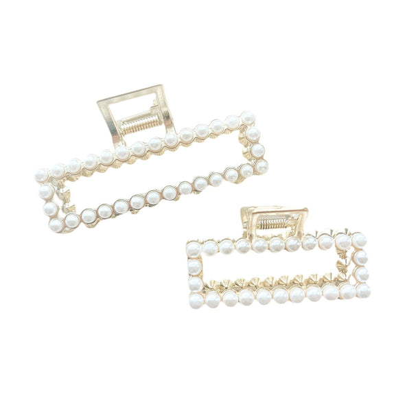 Pearl Rectangle Hair Clip WRAPPED BY SAV