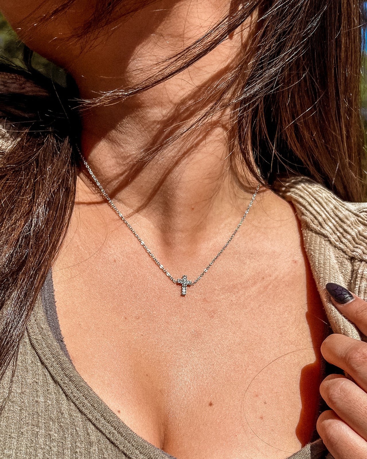 boca cross silver necklace alco