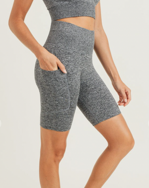 ribbed biker shorts grey -mono b