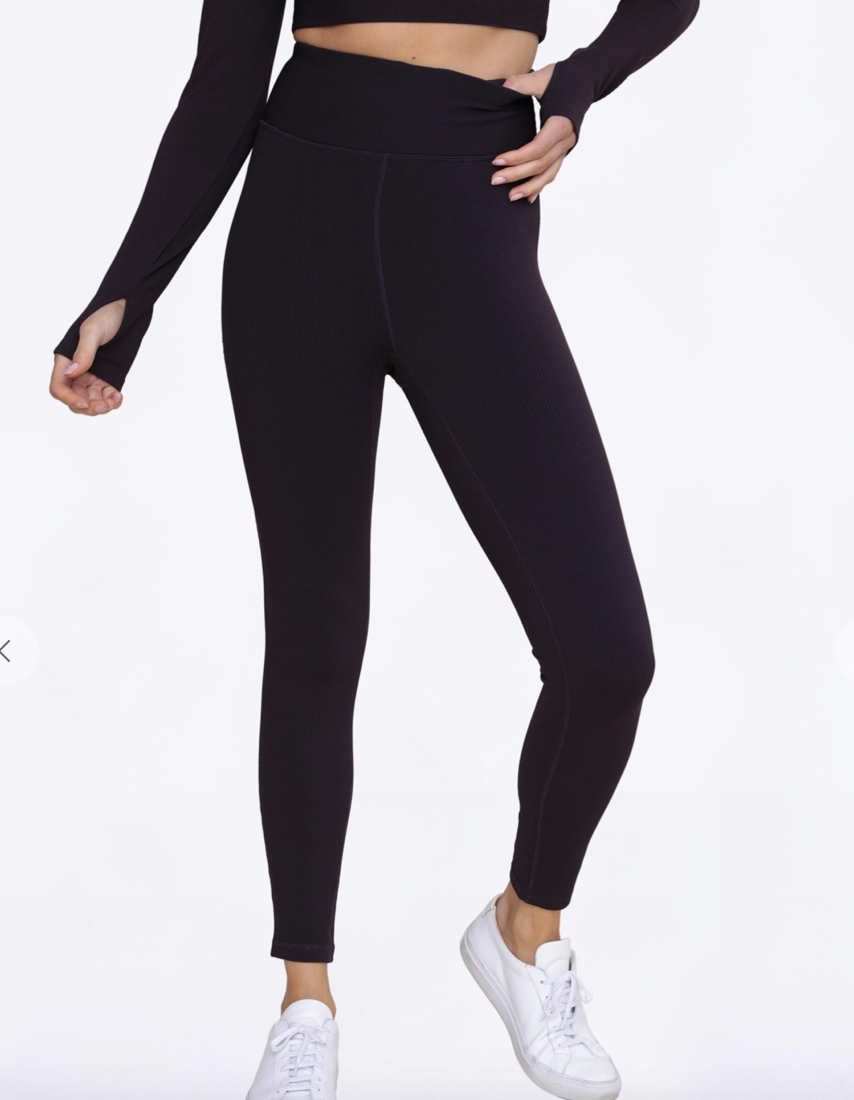 high waist ribbed leggings -mono b