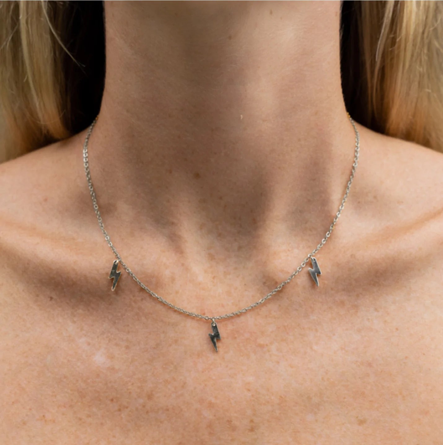 lightening bolt necklace silver alco