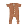 honey ribbed short sleeve cotton button romper