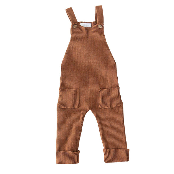 rust knit overalls
