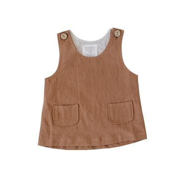 camel pocket linen dress