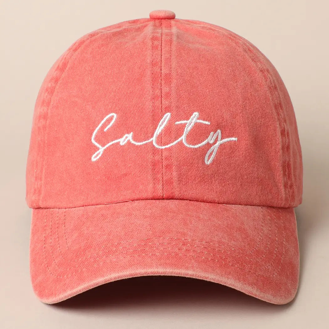 Salty Lettering Embroidery Baseball Cap BURNT ORANGE