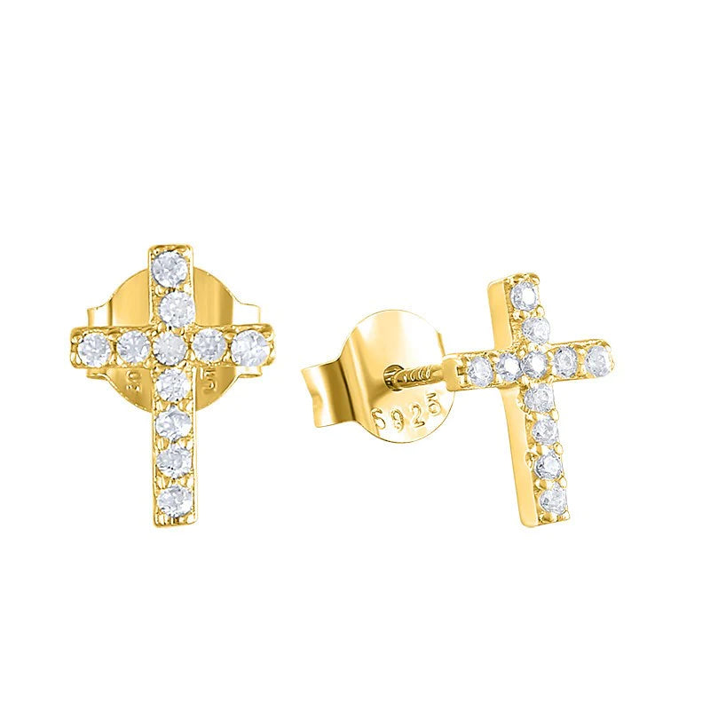 boca cross studs gold alco