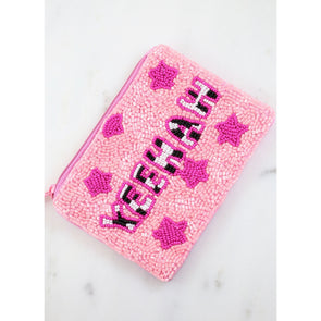 Yeehaw Beaded Pouch PINK