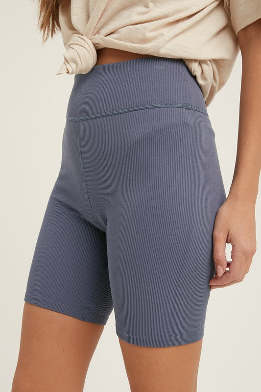 ribbed biker shorts slate