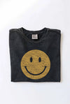smiley face mineral washed tee