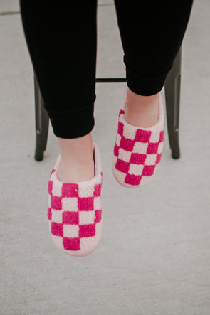 pink checkered slippers