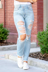 Frayed Ankle High Rise Mom Jean
