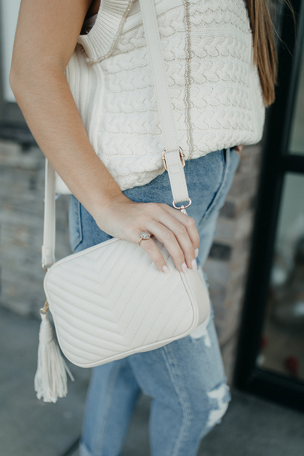 Margot Quilted Camera Bag CREAM