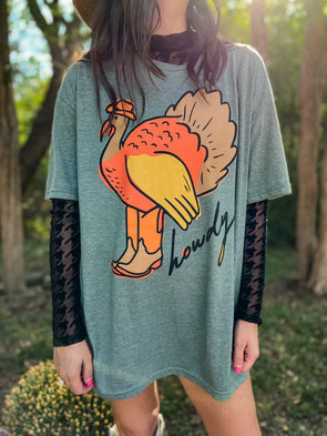 howdy turkey thanksgiving tee